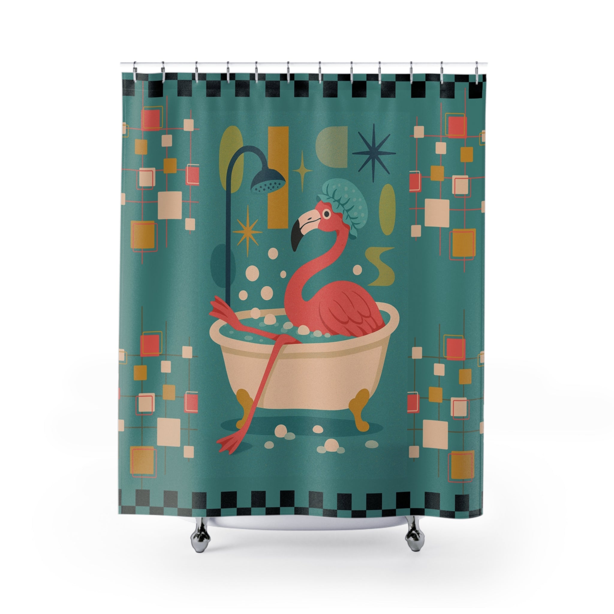 Fun Flamingo Shower Curtain, Colorful Bath Decor, Playful Bathroom Art, Unique Gift for Flamingo Lovers, Summer Vibes