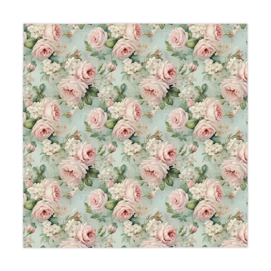 Vintage Shabby Chic Pink Roses and Delicate White Blooms Tablecloth