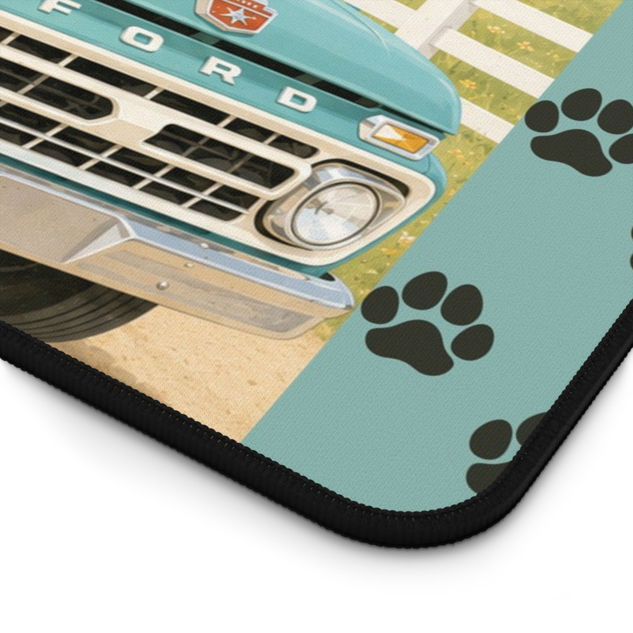 MCM Dachshund Farm Truck Desk Mat | Retro Puppy Road Trip Mouse Pad