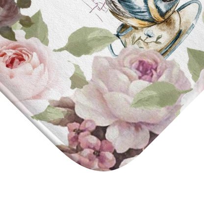 Paris France, shabby chic, beautiful flower, bathroom decor, floral Bath Mat