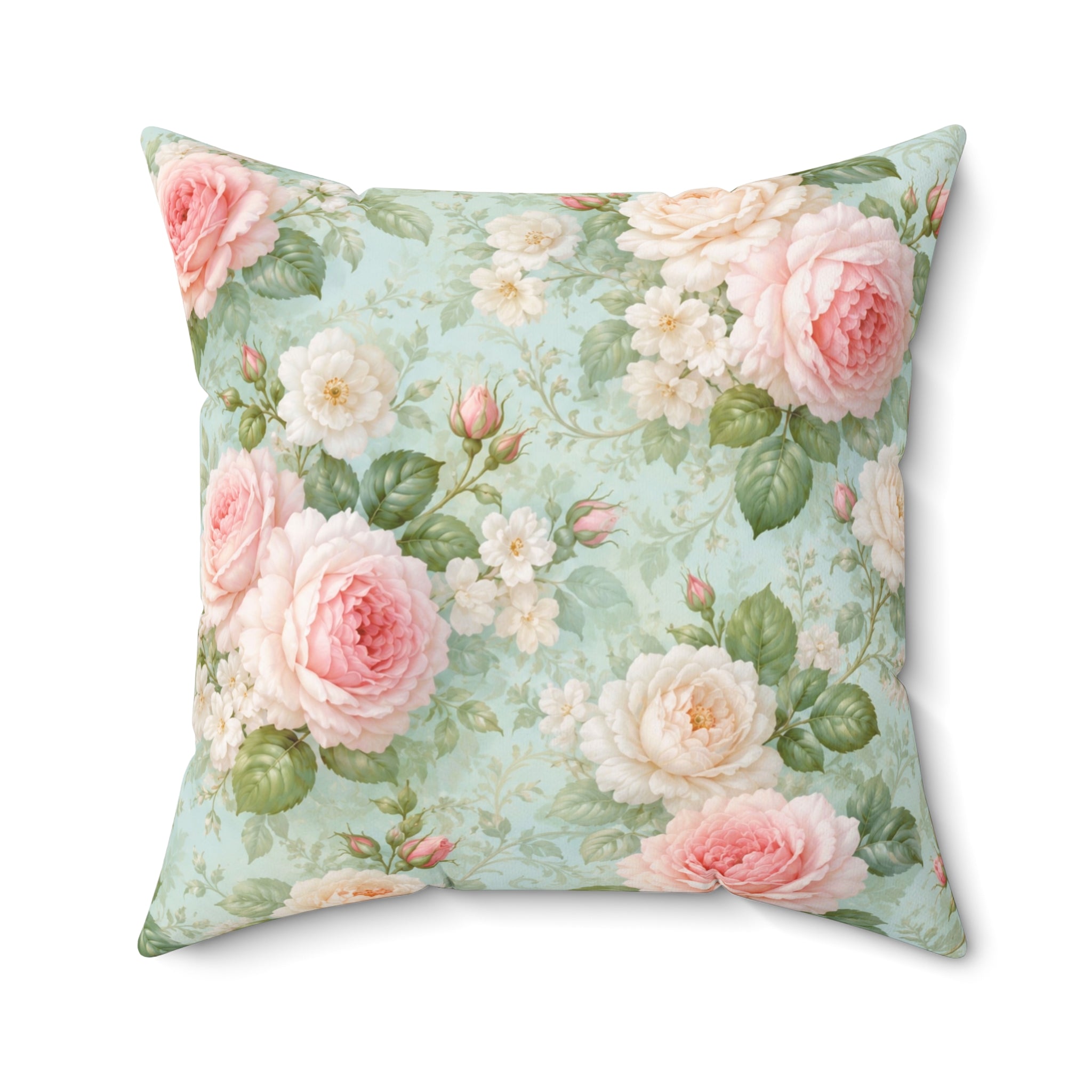 Vintage Pink Roses Toss Pillow | Floral Square Pillow, Shabby Chic