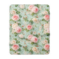 Vintage Pink Roses Sherpa Blanket | Floral Rose Throw, Shabby Chic