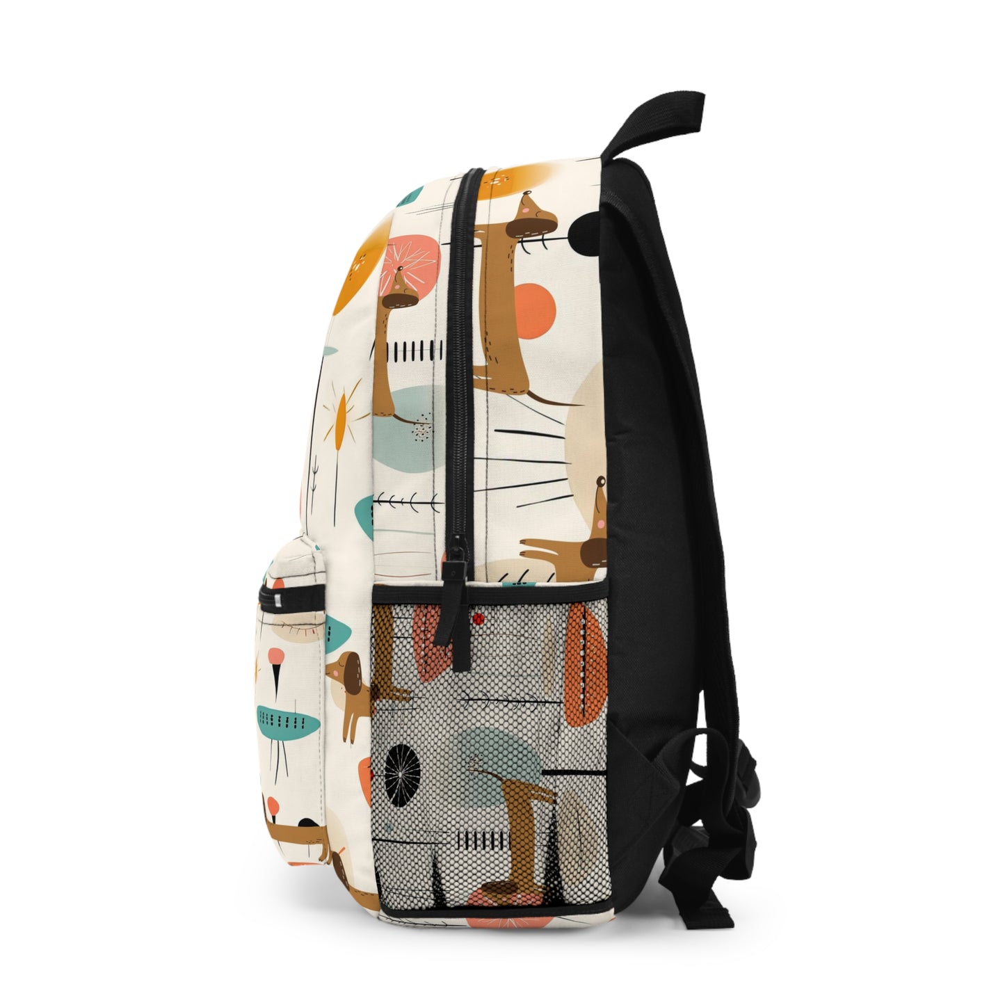 Mid Century Modern Dachshund retro inspired Backpack, dog owner lover, travel, overnight, weekender, college backpack