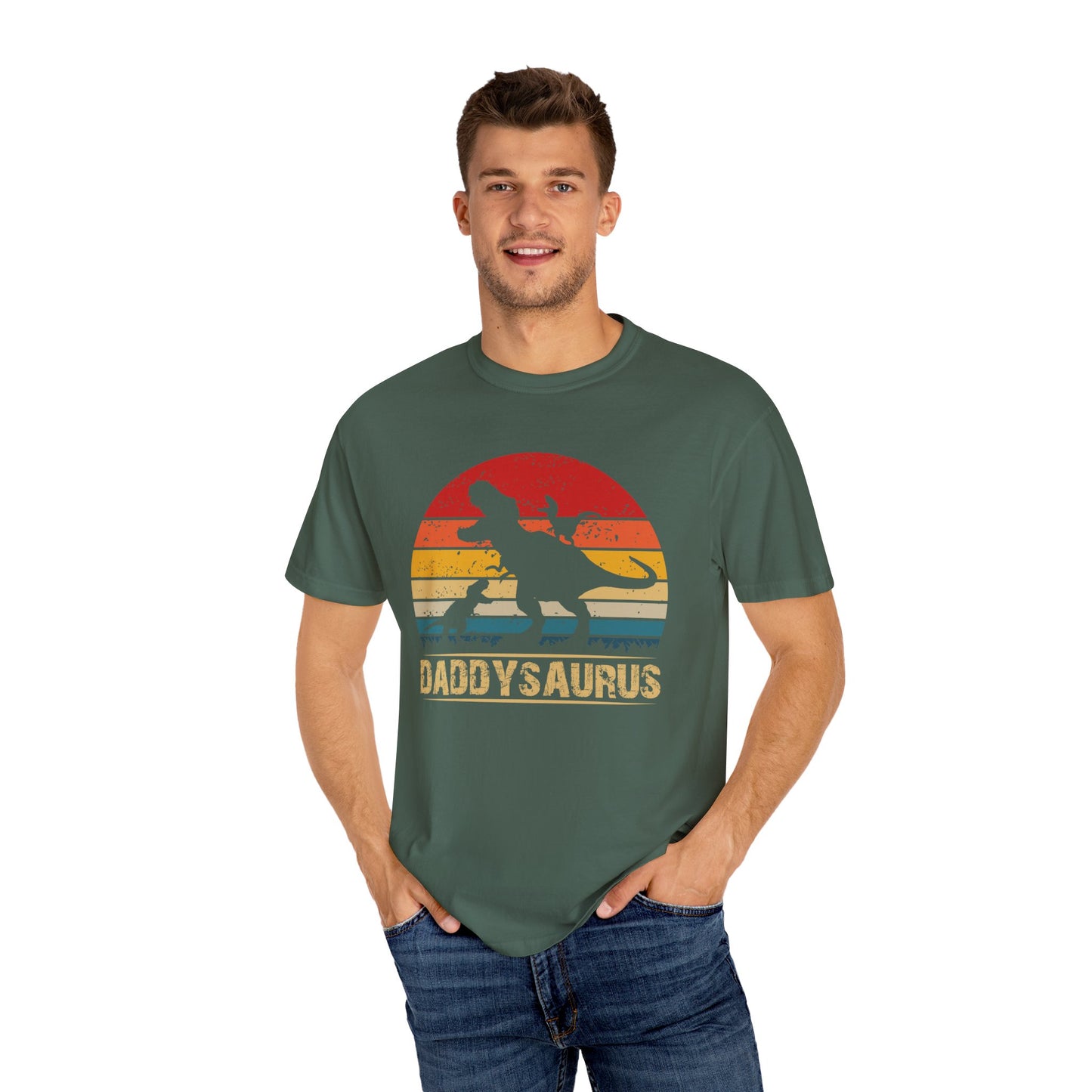 Daddysaurus retro dinosaur Unisex Garment-Dyed T-shirt, comfort color tshirt, fathers dads day shirt, vintage inspired, men's t shirt