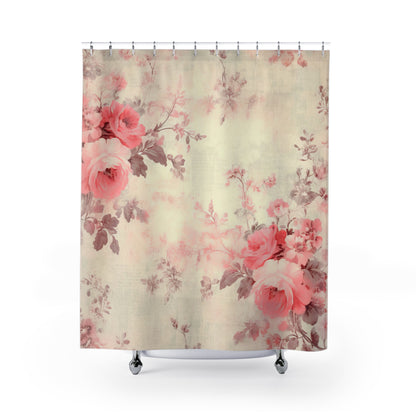 Roses shabby chic style Shower Curtain, French vintage inspired, floral bathroom decor, bathtub, stall shower curtain