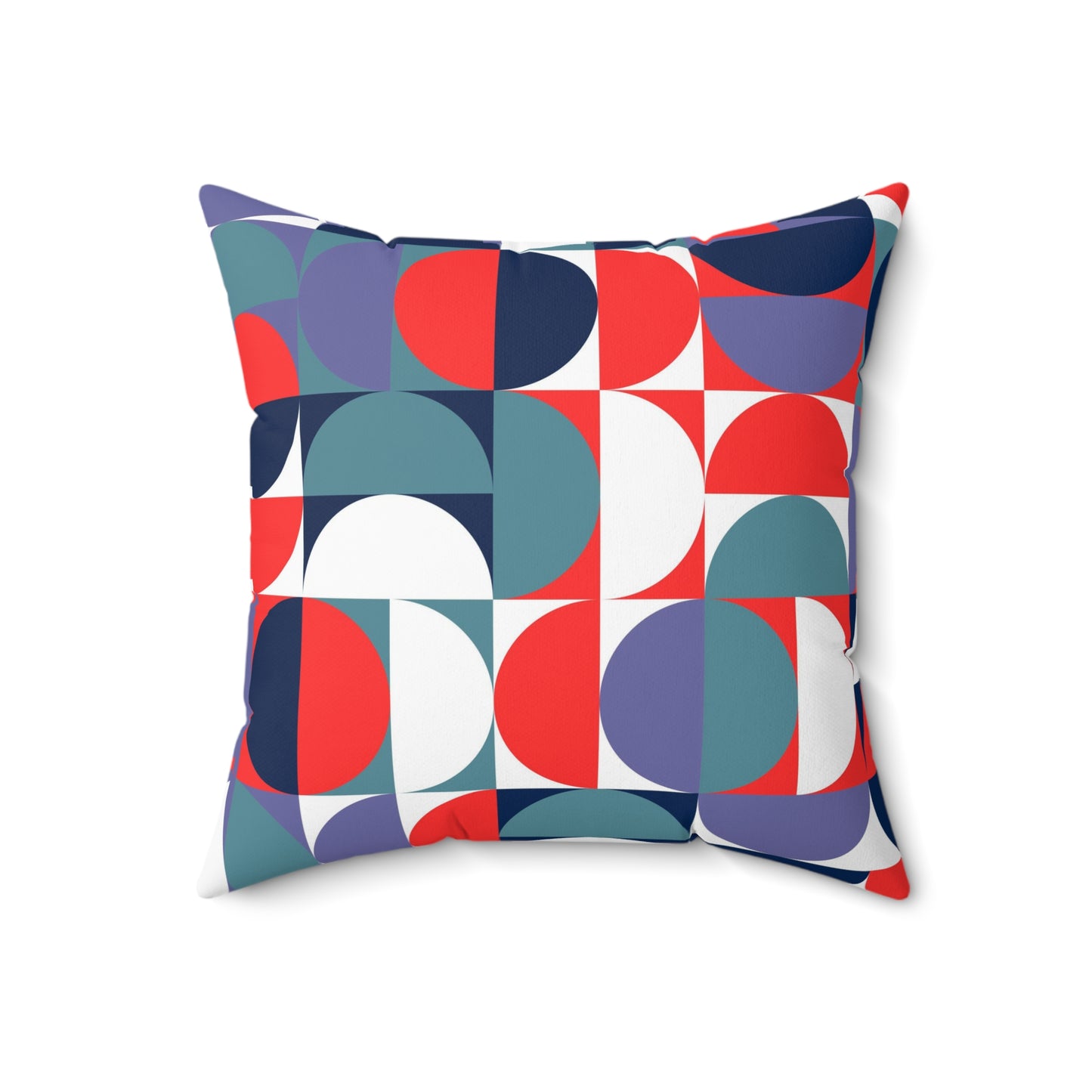 Retro red blue teal mid century modern  Polyester Square Pillow, MCM home decor