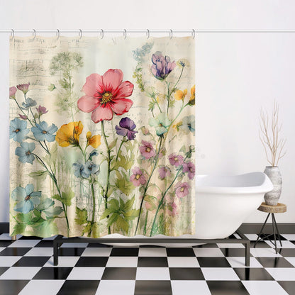 Wildflower shabby chic style vintage inspired. Quick-drying Shower Curtain