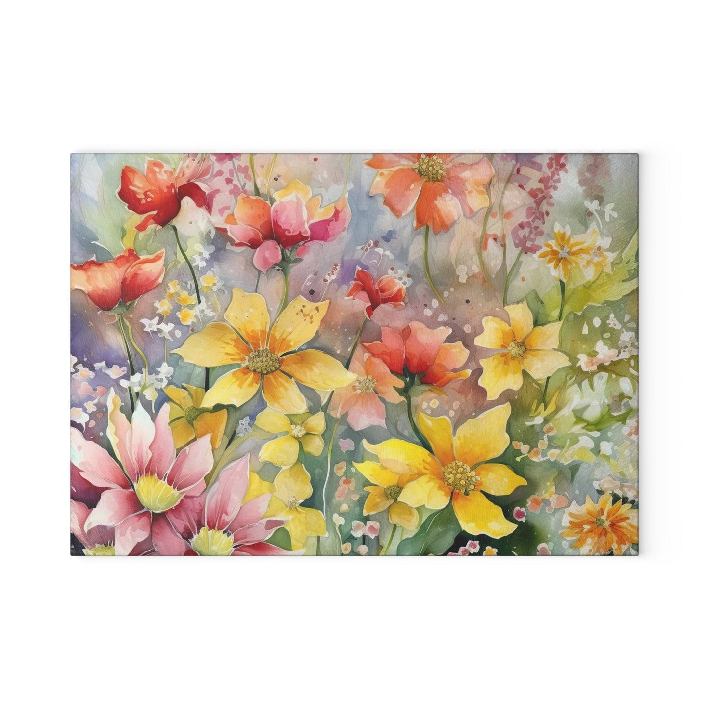 Watercolor Blooms: Wildflowers Glass Cutting Board"