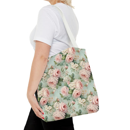 Blush pink vintage roses shabby chic Tote Bag, floral tote bag, beach bag, book, overnight, carry on bag, shopping bag