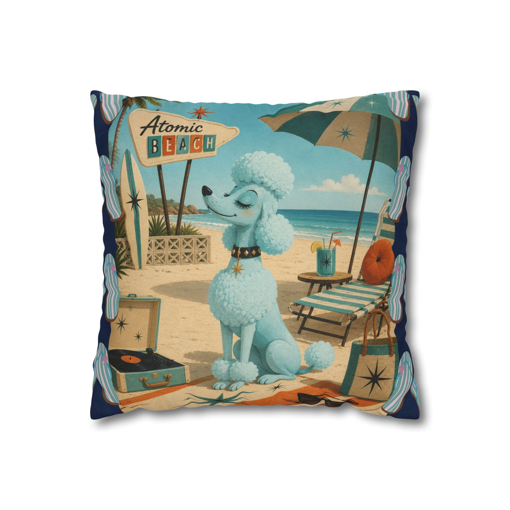 Retro Atomic Beach Poodle Pillowcase -  COVER ONLY - indoor use