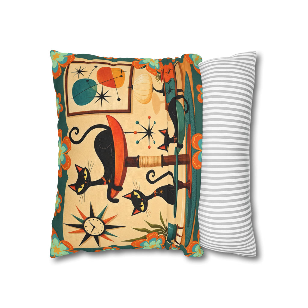 Retro Mid Century Atomic Cats pillowcase | Square Pillowcase - COVER ONLY