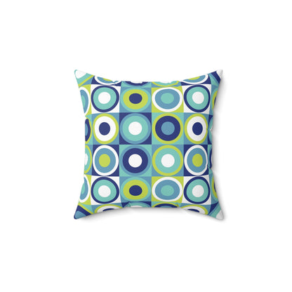 Vintage Vibes: Blue and Green Retro Pattern Pillow - Timeless Elegance for Your Space, modern vintage