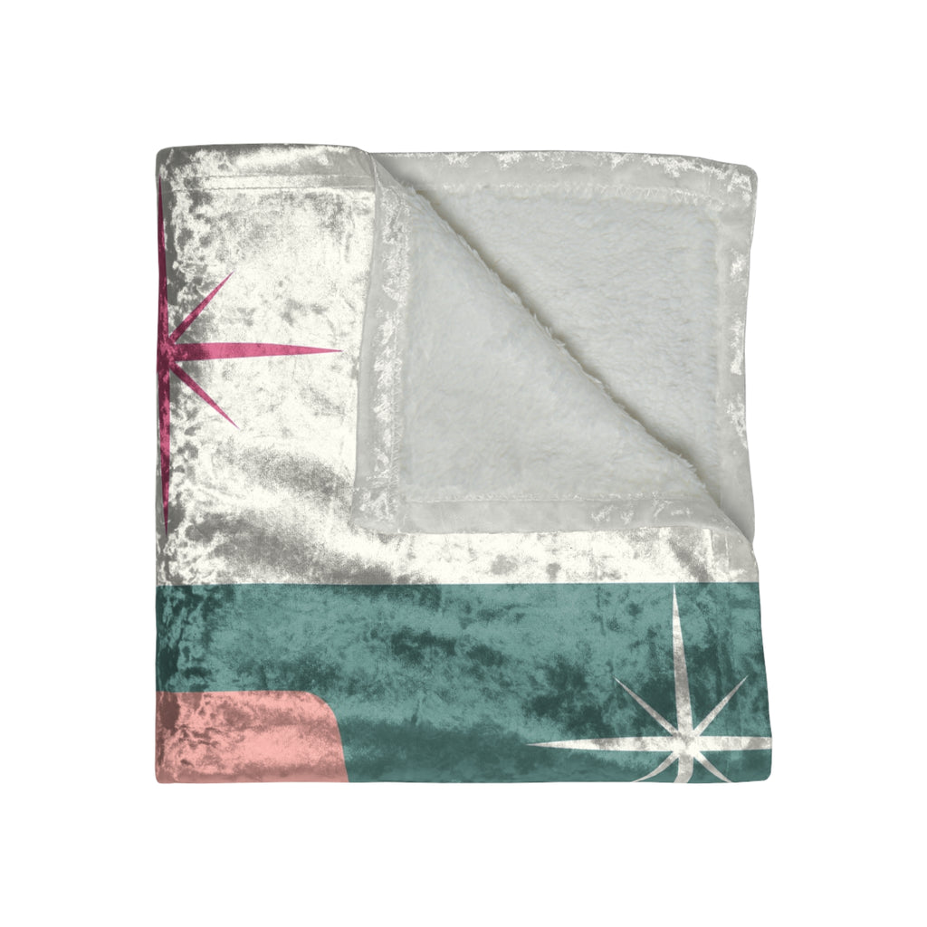 Mid Century Modern Atomic cat Retro Crushed Velvet Blanket, MCM Throw Blanket, Retro Boho Velvet Blanket, Mid Mod Couch Throw