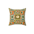 Retro Green orange geometric shapes Square Pillow, Mid Century Modern, MCM home decor, Retro living, scatter cushion