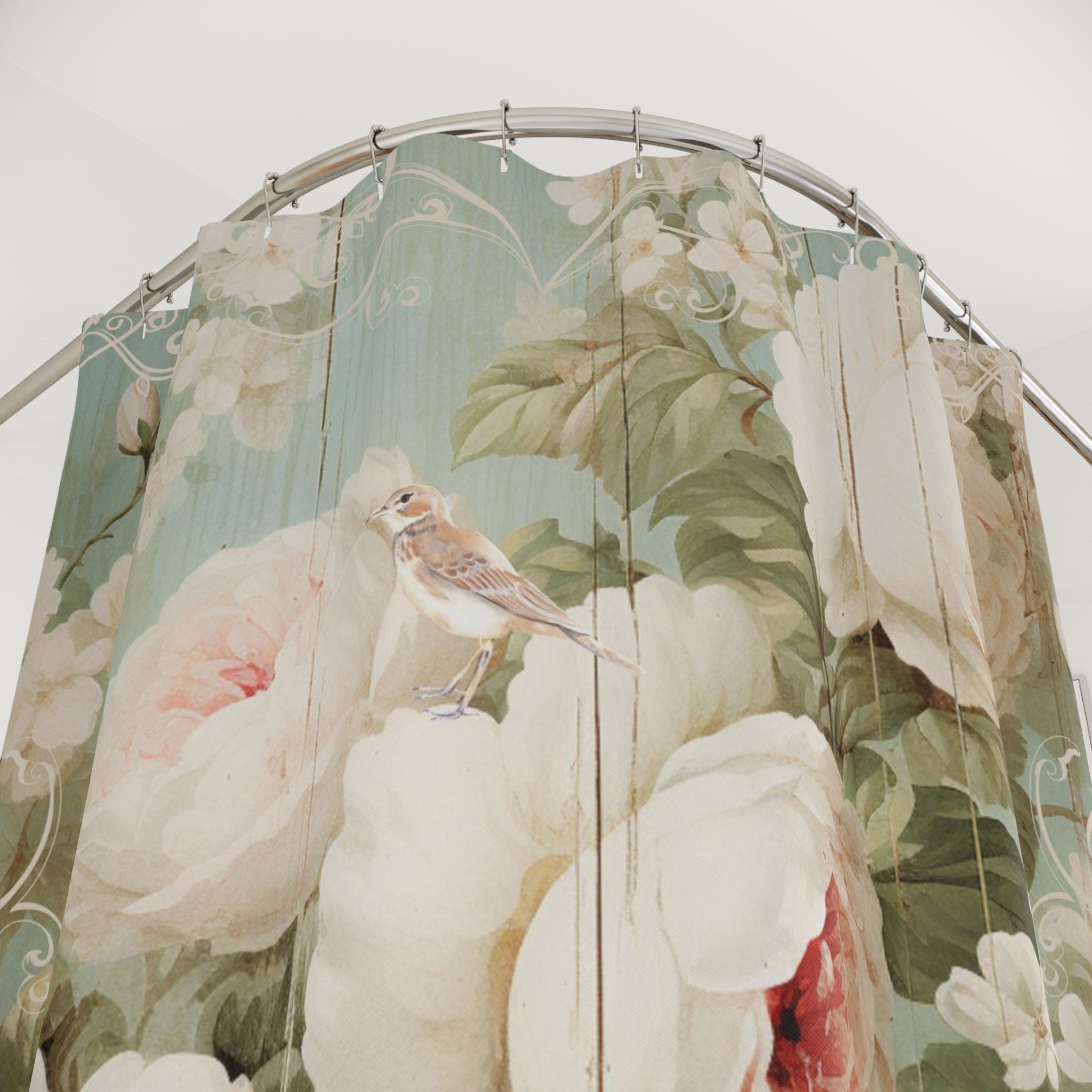 Large pink roses shabby chic style Shower Curtain, bathroom decor, French vintage inspired, country cottage, farmhouse