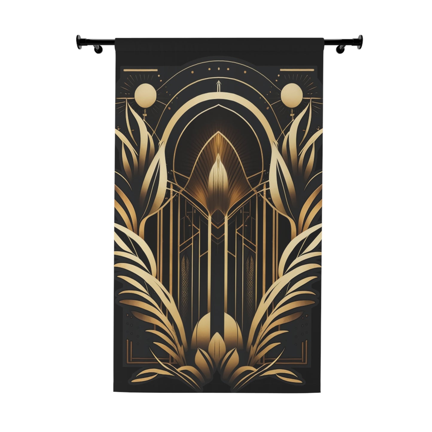 Art Deco black and gold window curtain