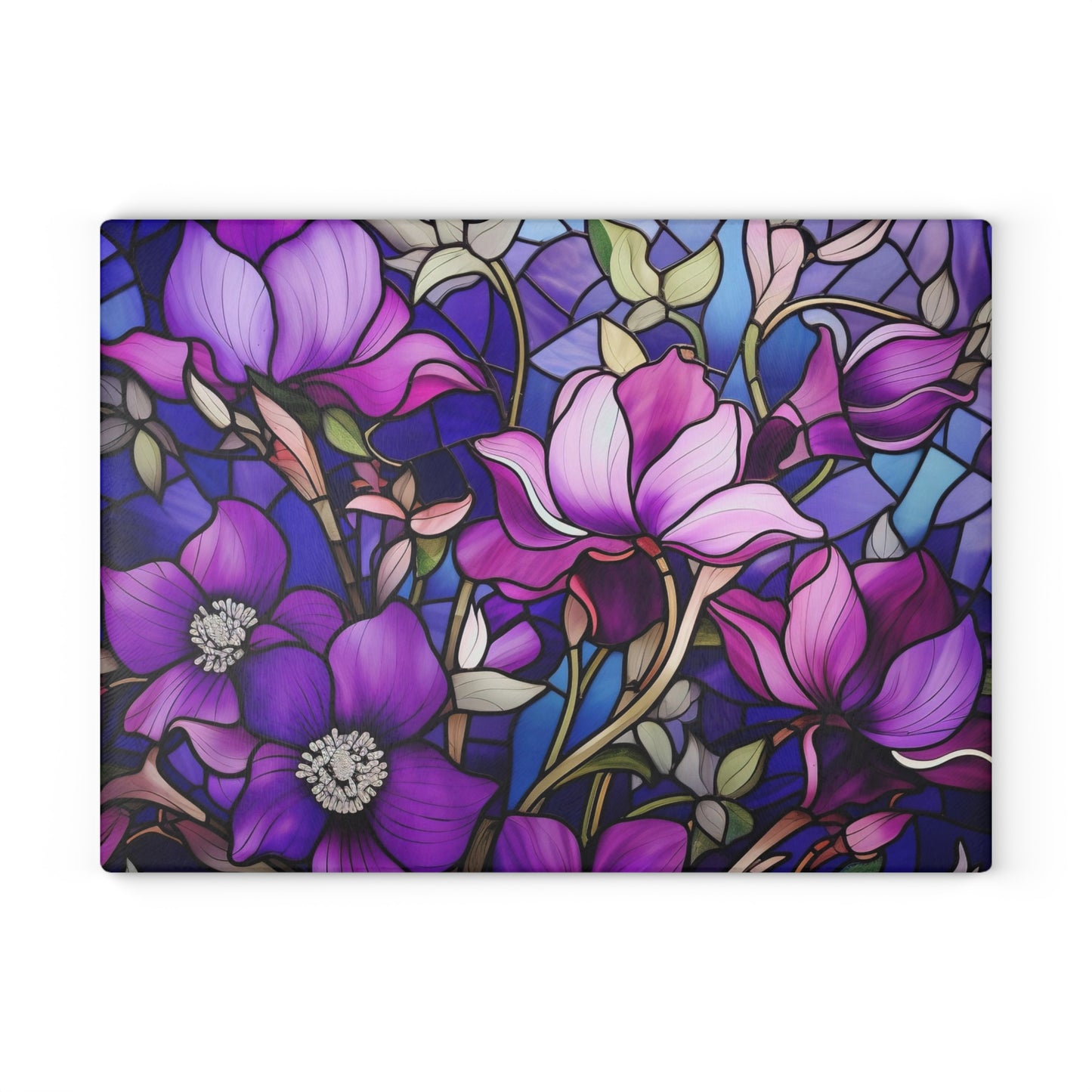 Lavender Dreams: Stained Glass look Inspired Glass Cutting Board