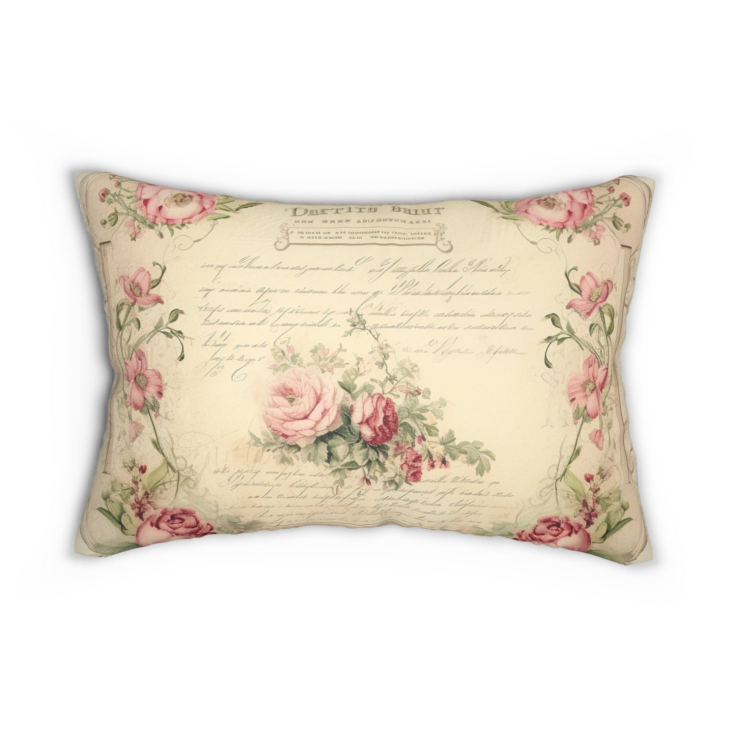 Old roses vintage shabby chic Lumbar Pillow, Farmhouse, country cottage, French vintage inspired, retro pillow