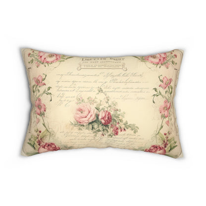 Old roses vintage shabby chic Lumbar Pillow, Farmhouse, country cottage, French vintage inspired, retro pillow