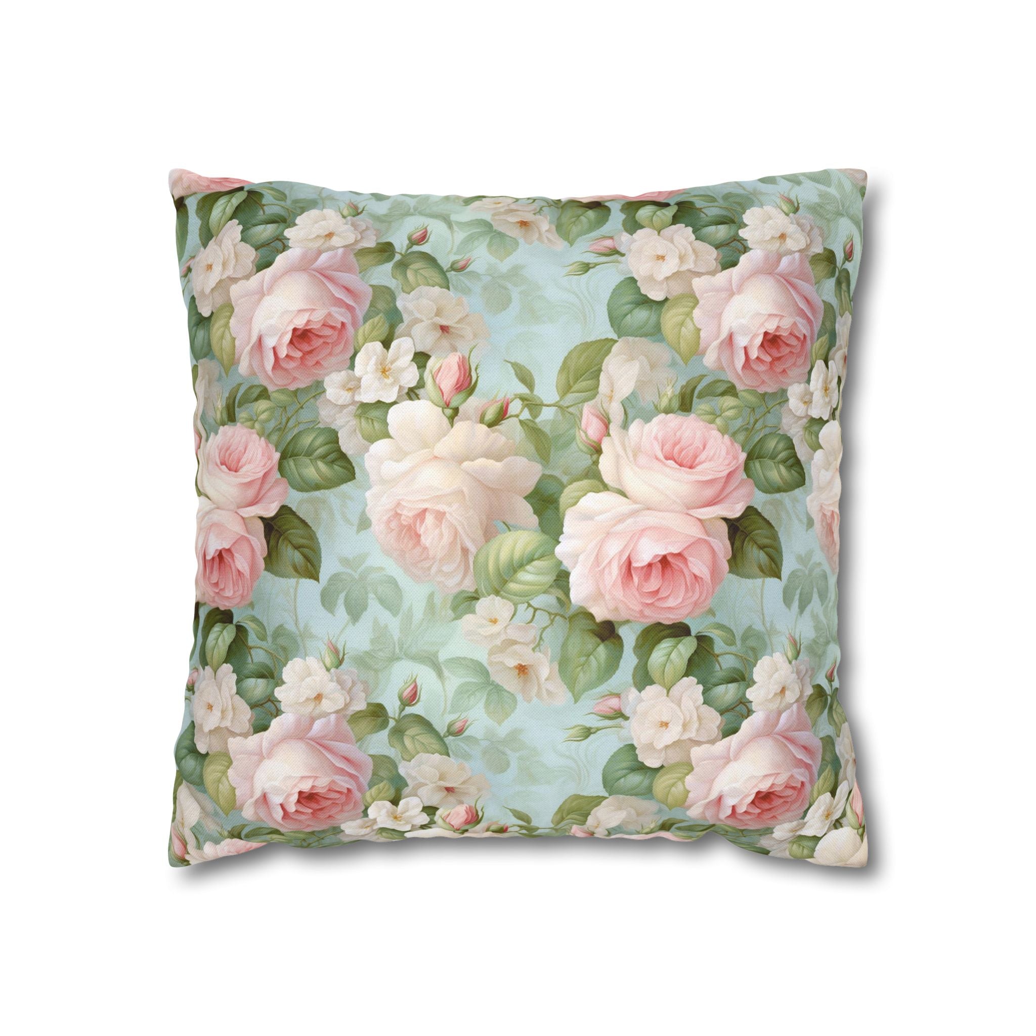 Pink Vintage rose Floral Pillowcase, Decorative Cushion Cover, Farmhouse Home Decor Throw Pillow, Shabby Chic, Boho Style, cottage decor