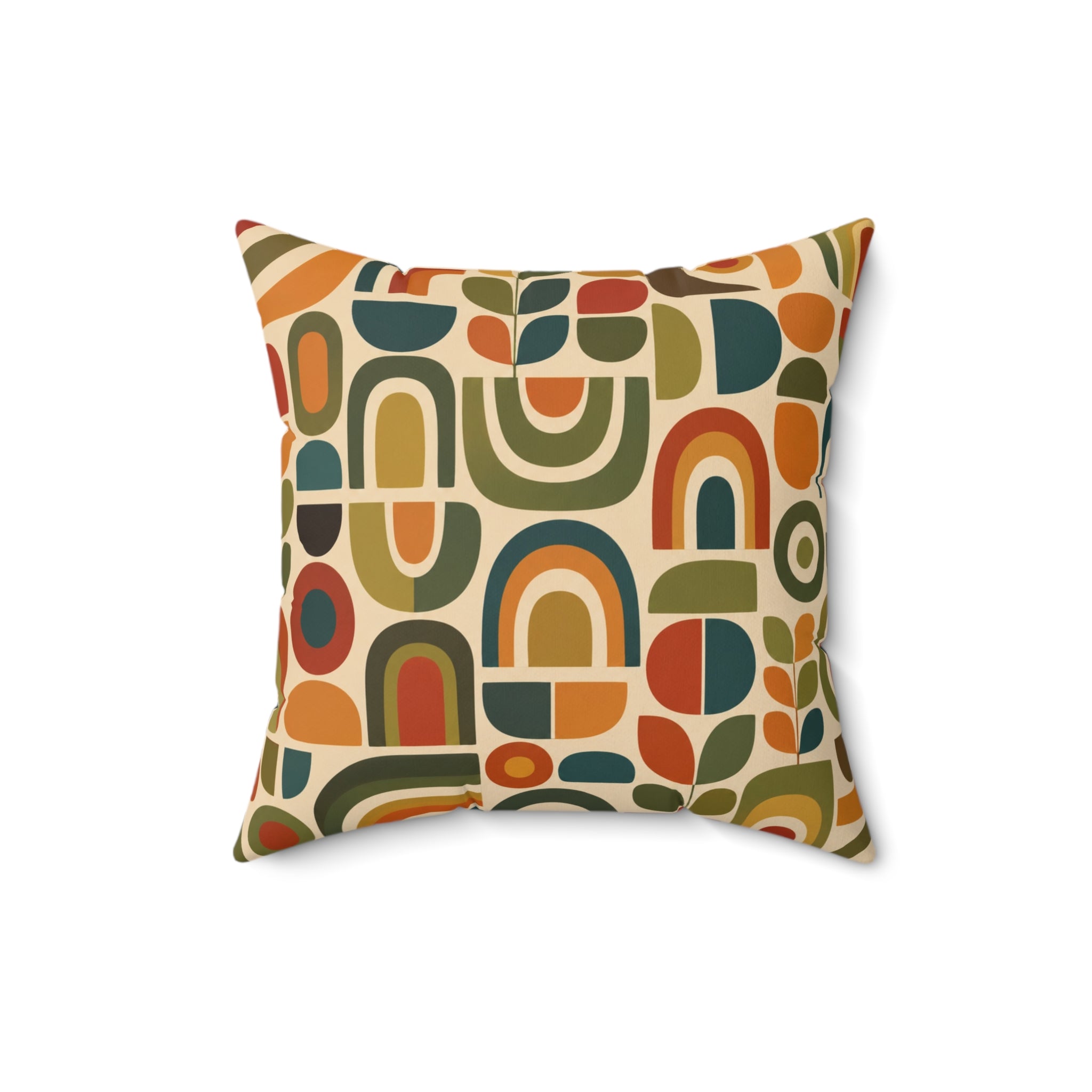 Retro Geometric Abstract Pattern Pillow | Mid Century Modern Throw Pillow