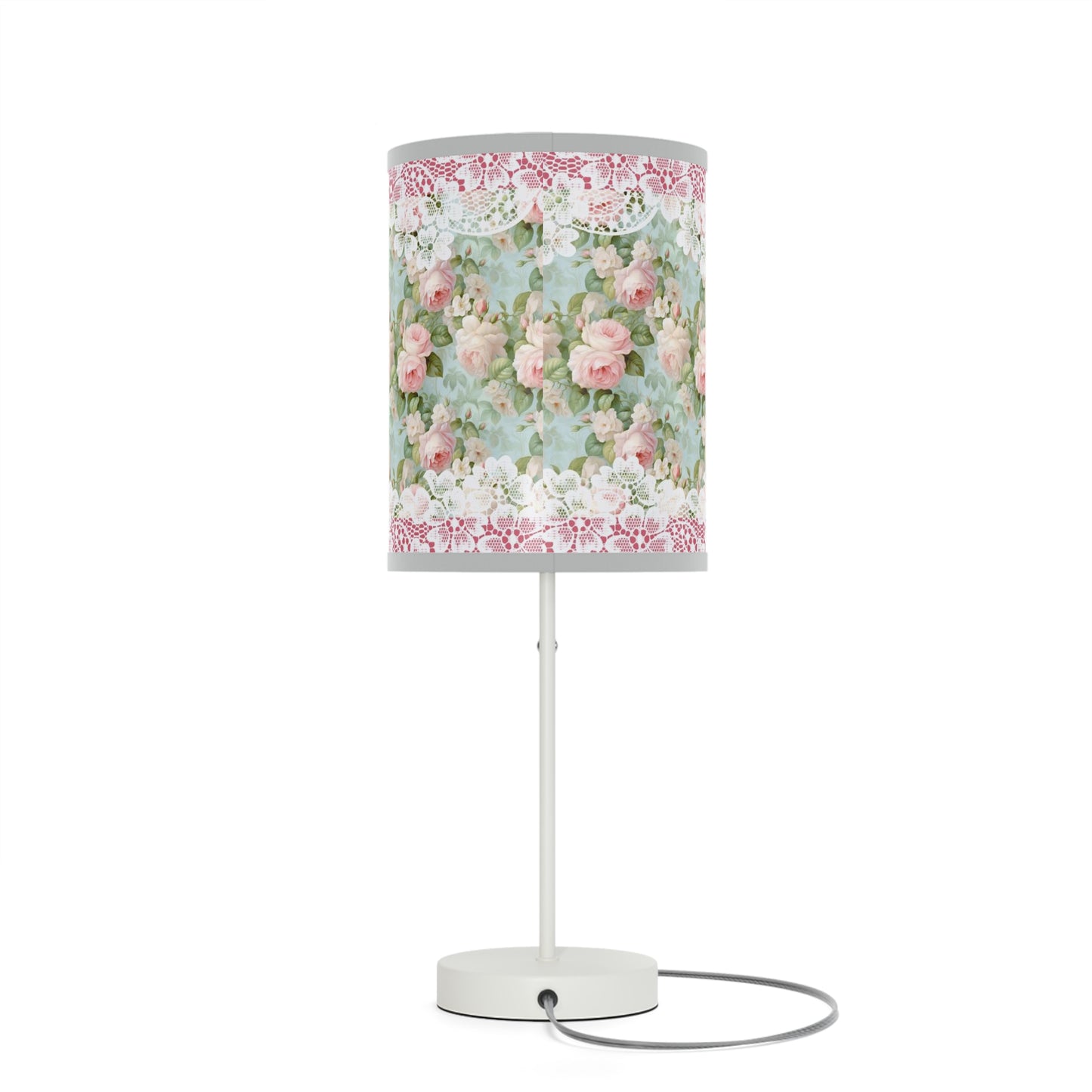 Pink rose shabby chic style Lamp on a Stand, US|CA plug