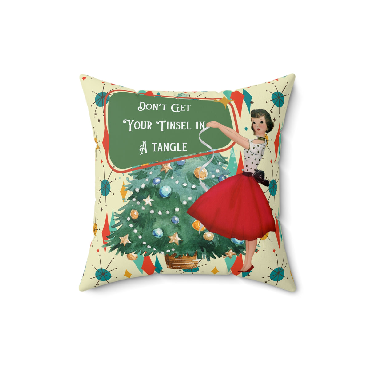 Don't Get Your Tinsel in a Tangle Pillow | Christmas Holiday Decor