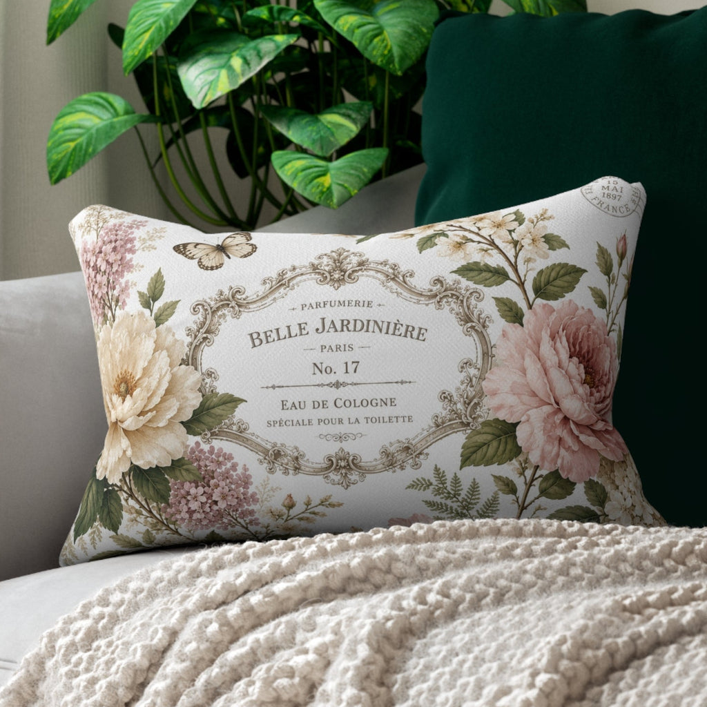 Belle Jardinière Floral Print Lumbar Pillow | Vintage French Label
