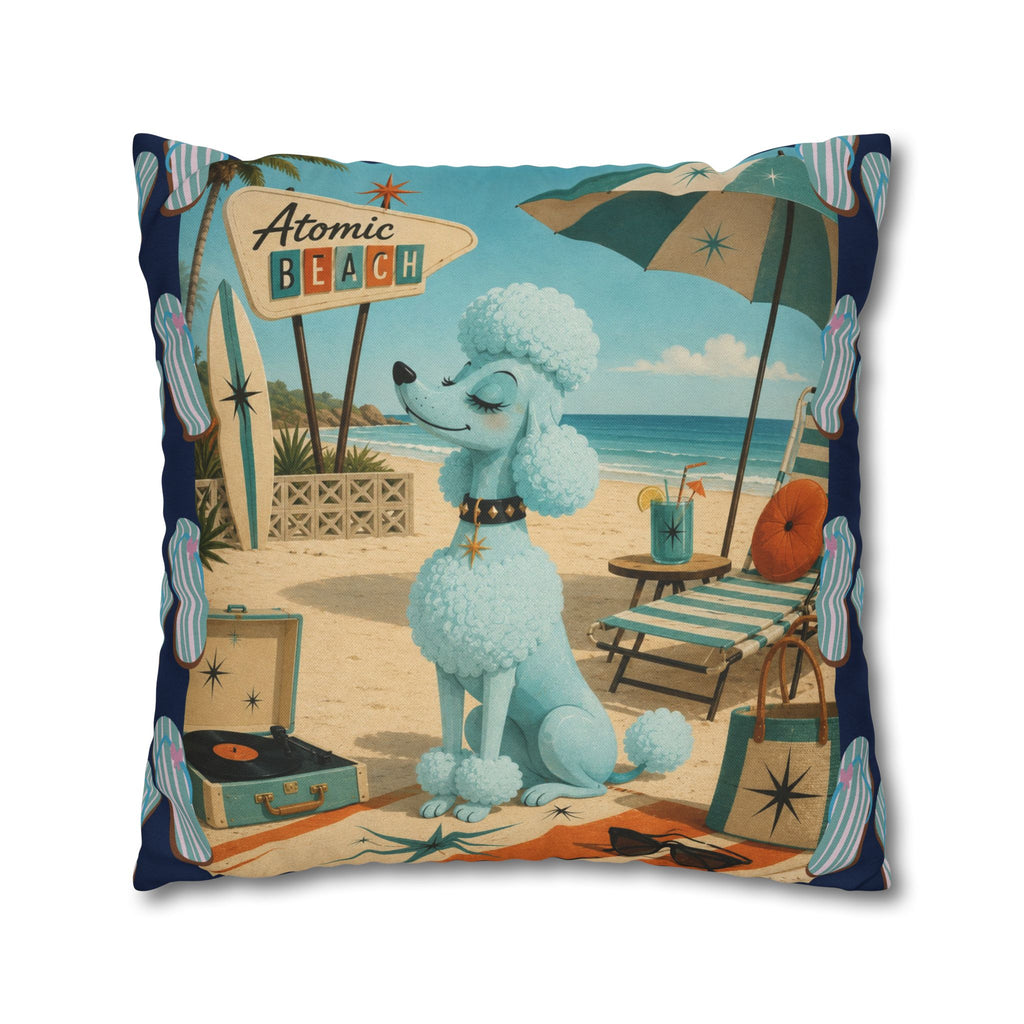 Retro Atomic Beach Poodle Pillowcase -  COVER ONLY - indoor use