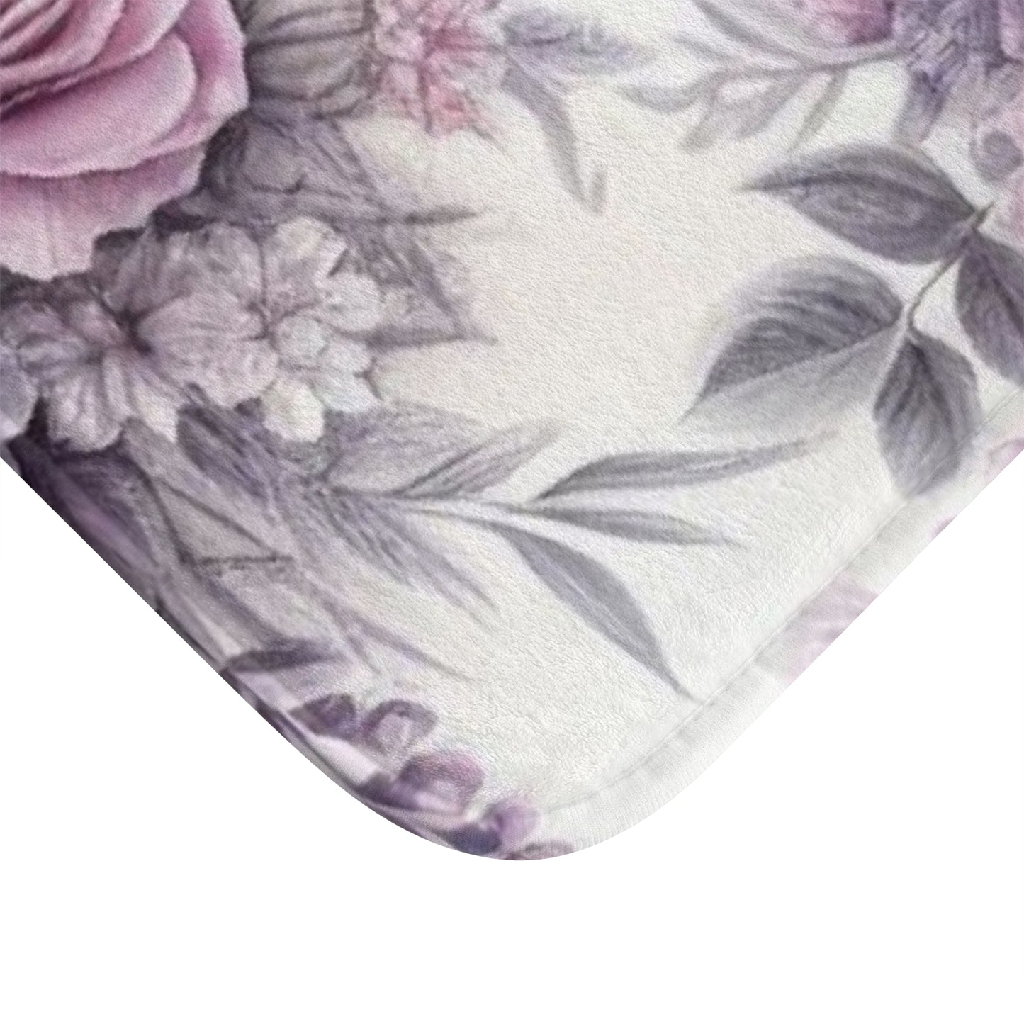 Purple Shabby chic style bathmat, inspired by French vintage, floral bathroom decor