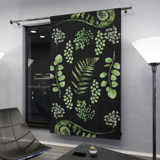 Sylvan Serenity: Nature-Inspired Window Curtain with Ferns and Plants