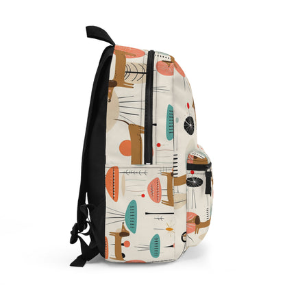 Mid Century Modern Dachshund retro inspired Backpack, dog owner lover, travel, overnight, weekender, college backpack