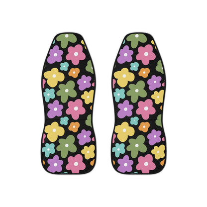 Retro flowers, groovy, hippie design, flower power, car seat covers