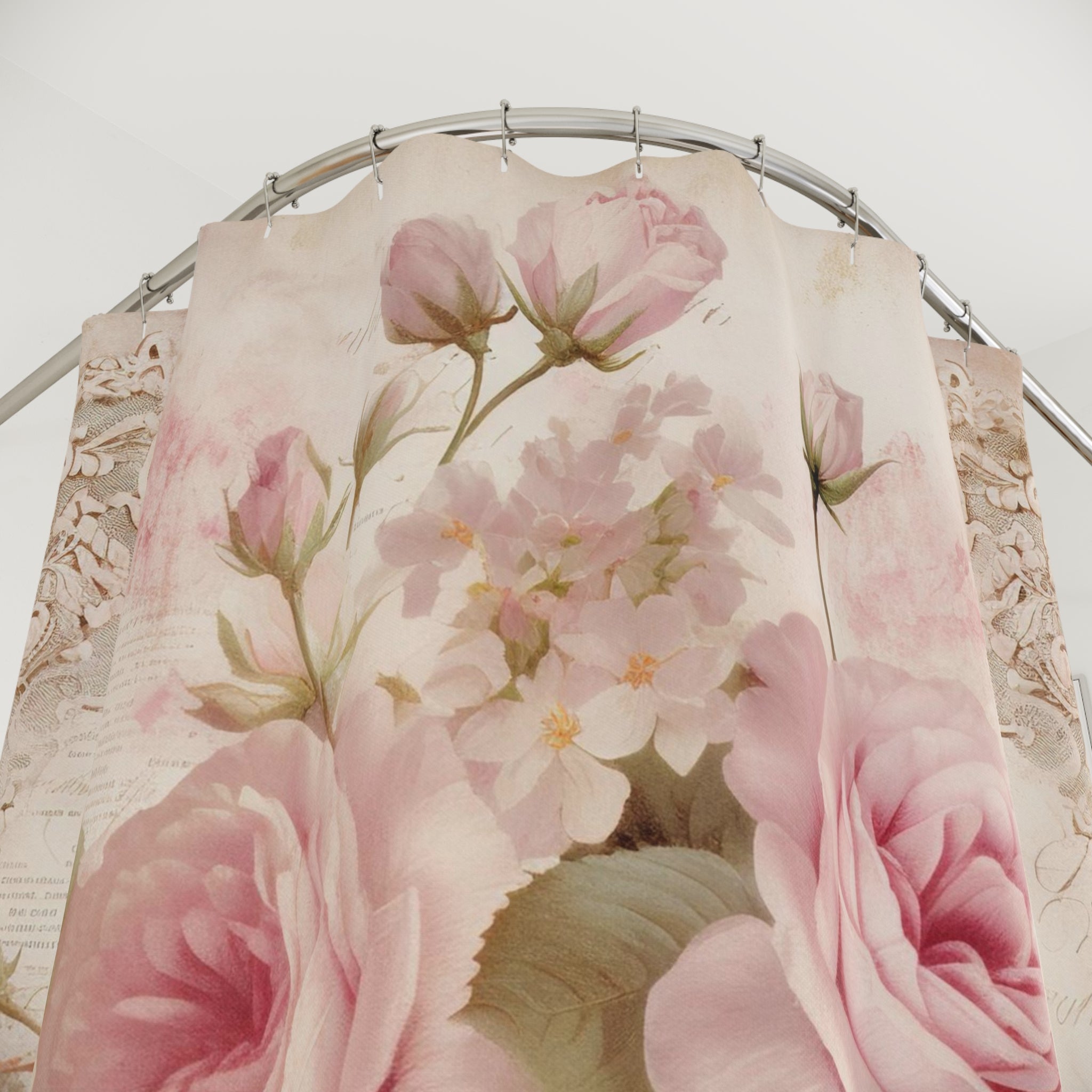 Pink vintage rose shabby chic floral Shower Curtain, bathroom decor