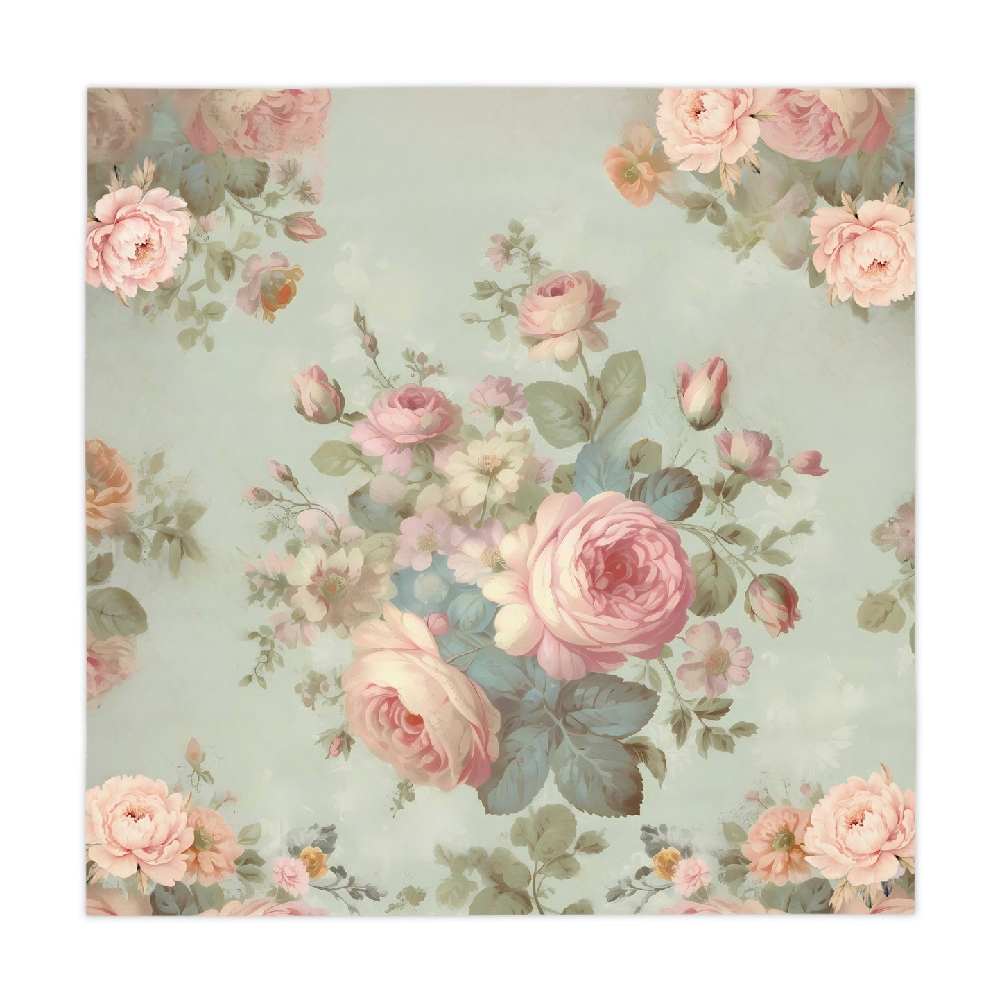 Bold Pink roses vintage roses shabby chic dining room tablecloth