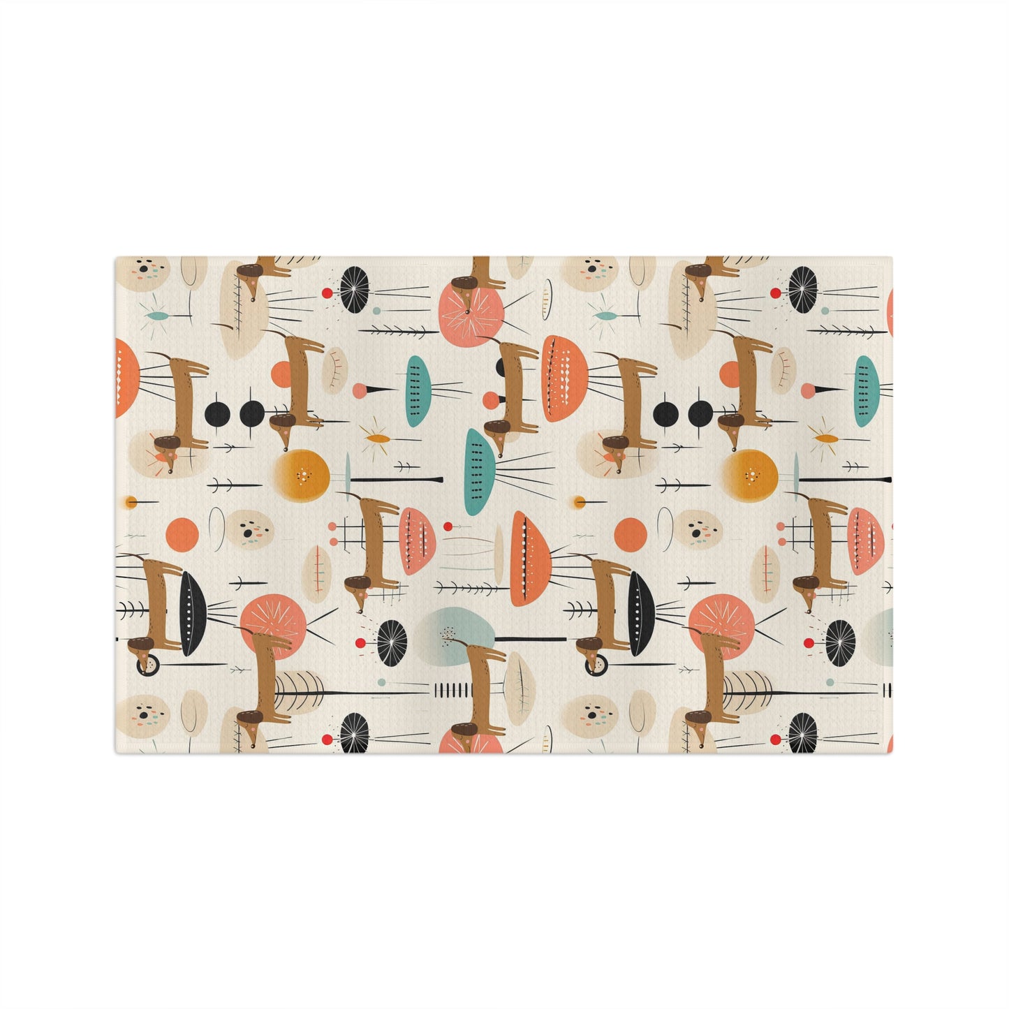 Dachshund Mid Century Modern Microfiber Tea Towel, MCM kitchen decor