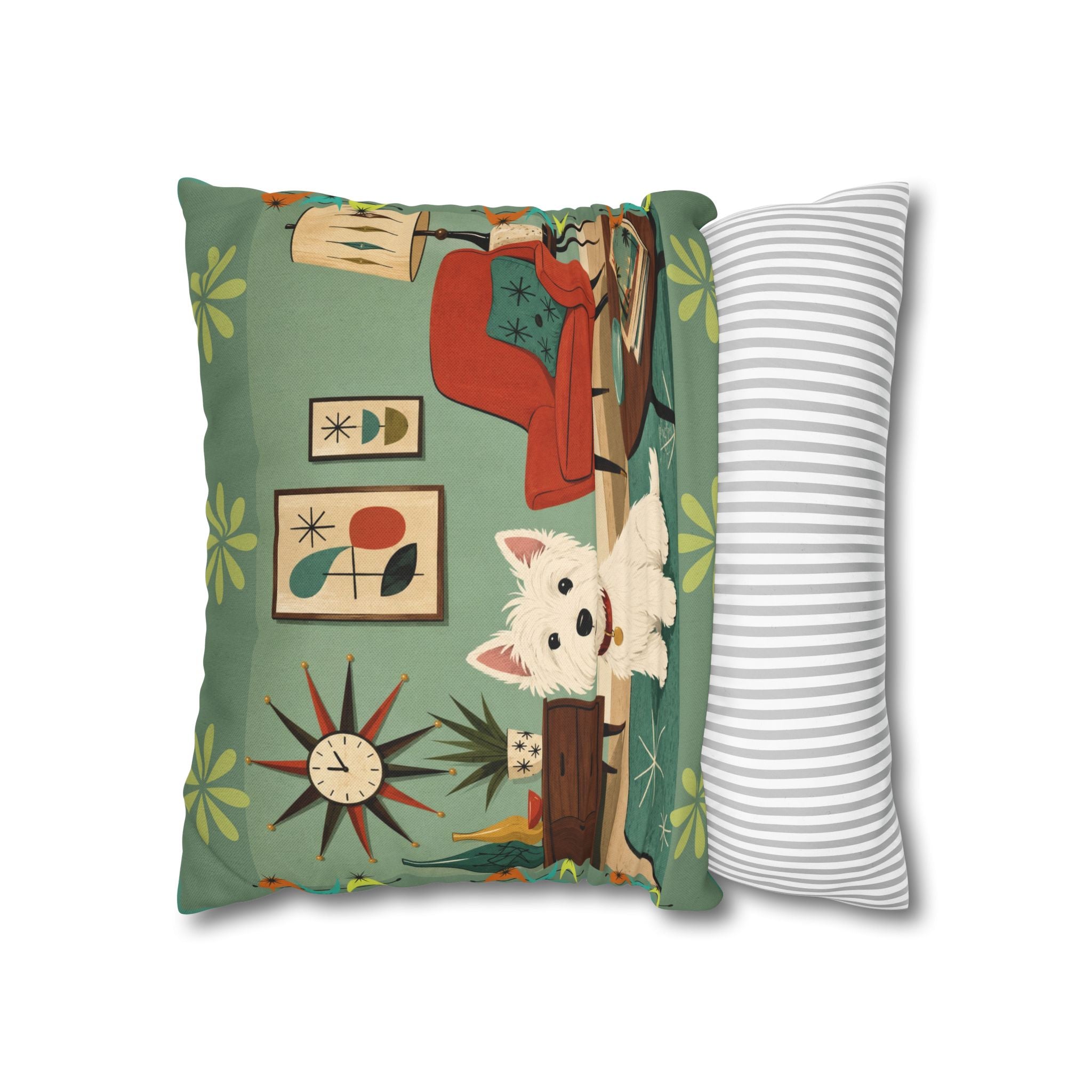 Retro Westie Dog Retro Living Room Pillowcase | Square Throw Pillowcase - COVER ONLY