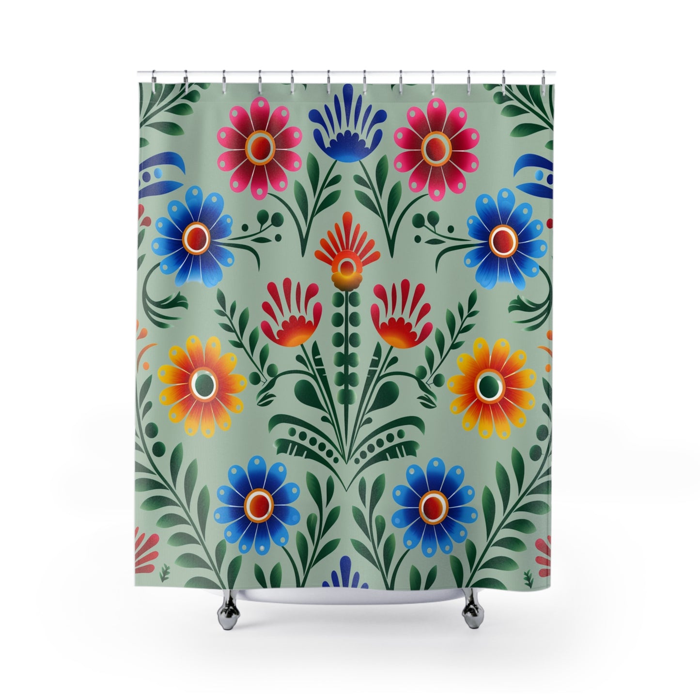 Colorful Floral pattern Shower Curtains, Mexican flowers, bathtub, stall shower curtain