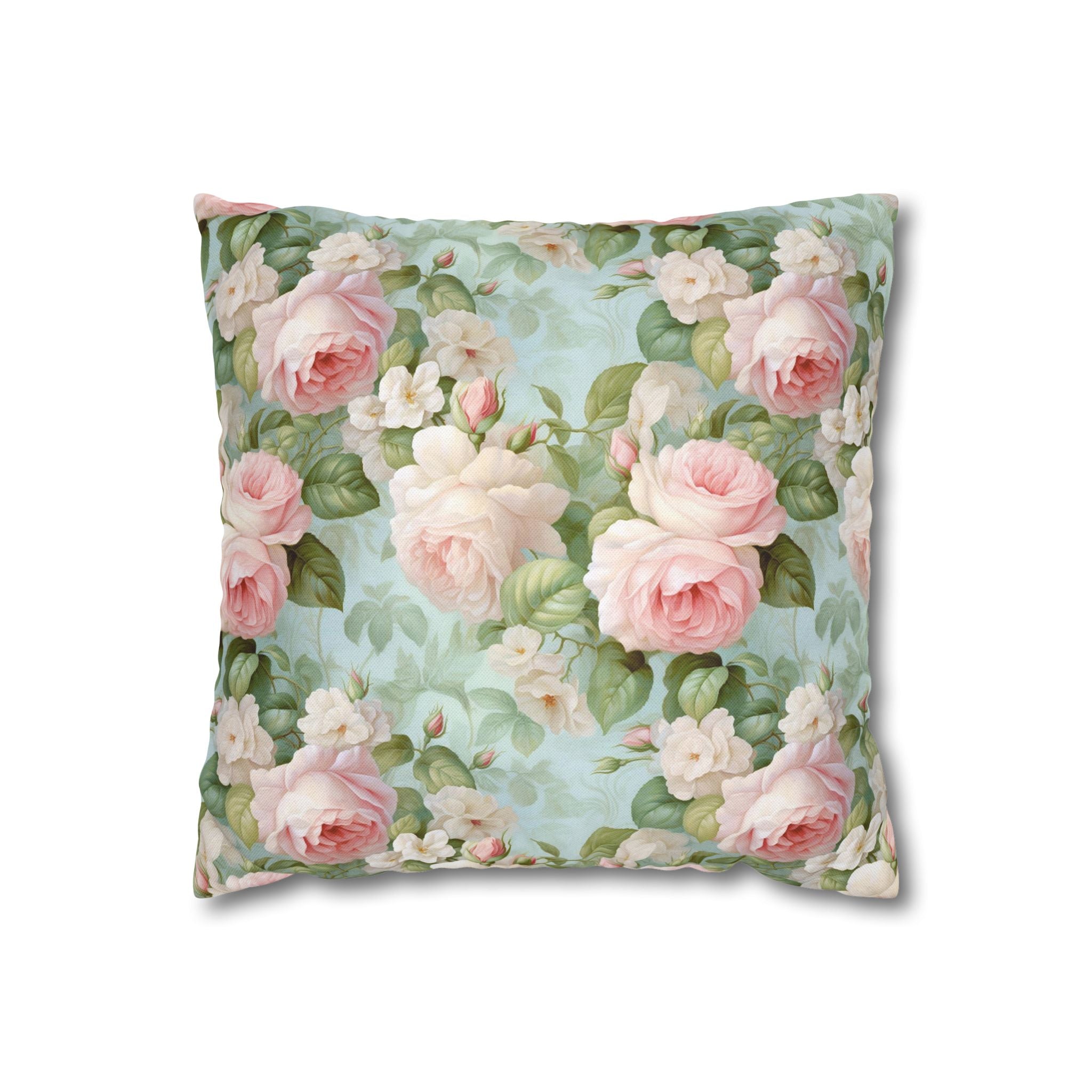 Pink Vintage rose Floral Pillowcase, Decorative Cushion Cover, Farmhouse Home Decor Throw Pillow, Shabby Chic, Boho Style, cottage decor