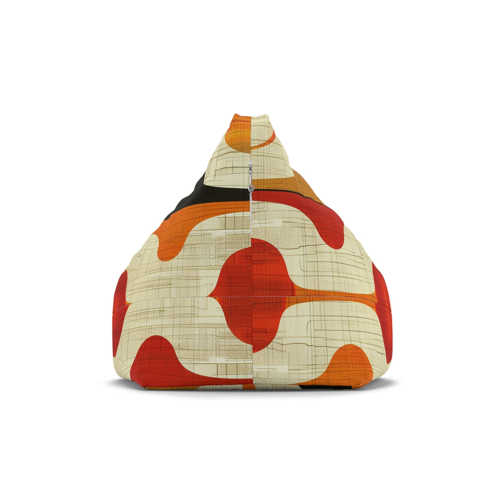 Retro Orange black Bean Bag Chair COVER (Cover only), Mid century Modern, lounger, funky chair slipcover, MCM home decor