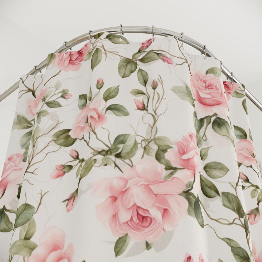 Pink floral vintage rose shabby chic style Shower Curtain, bathtub, stall shower curtain