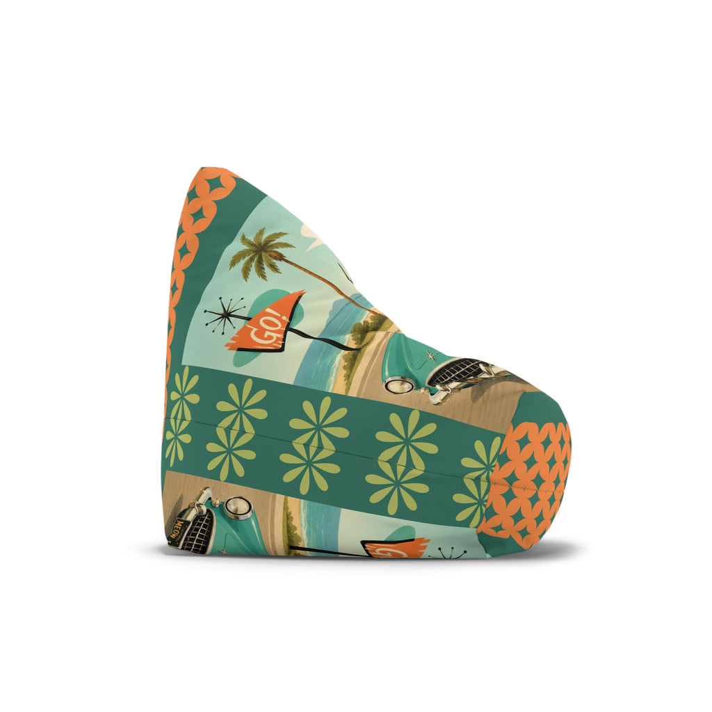 Retro Atomic Cat Road trip Bean Bag Chair Cover | Vintage Tropical Car Pattern