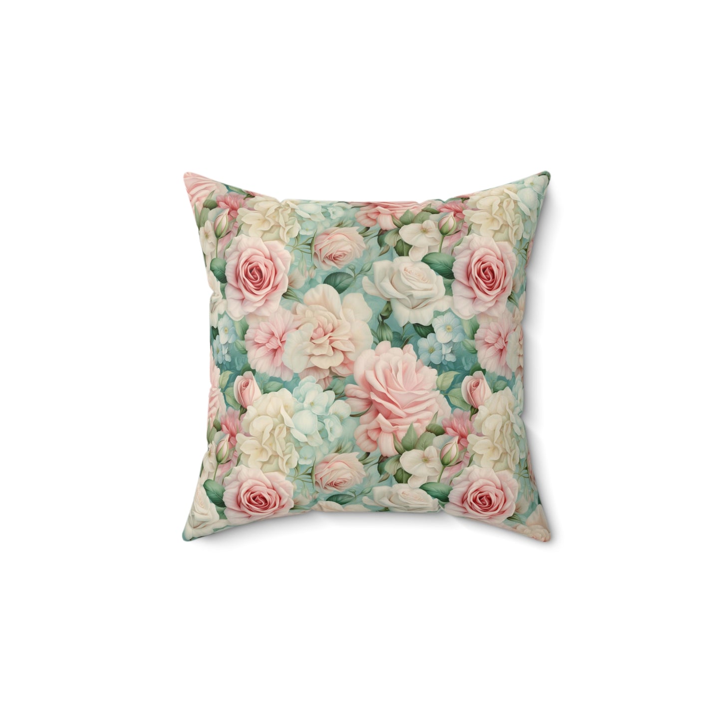 Delicate pink vintage roses shabby chic Square Pillow, French vintage inspired, Farmhouse, floral scatter throw cushion