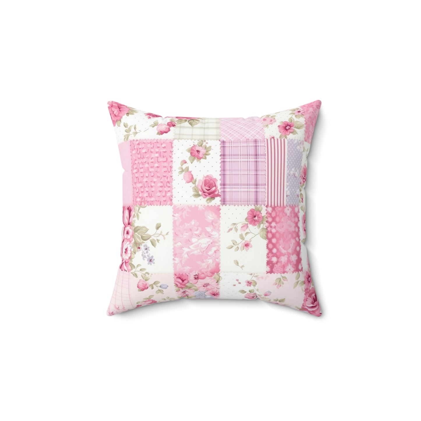 Patchwork printed look only Shabby chic Spun Polyester Square Pillow, vintage inspired, floral, scatter cushion, throw pillow