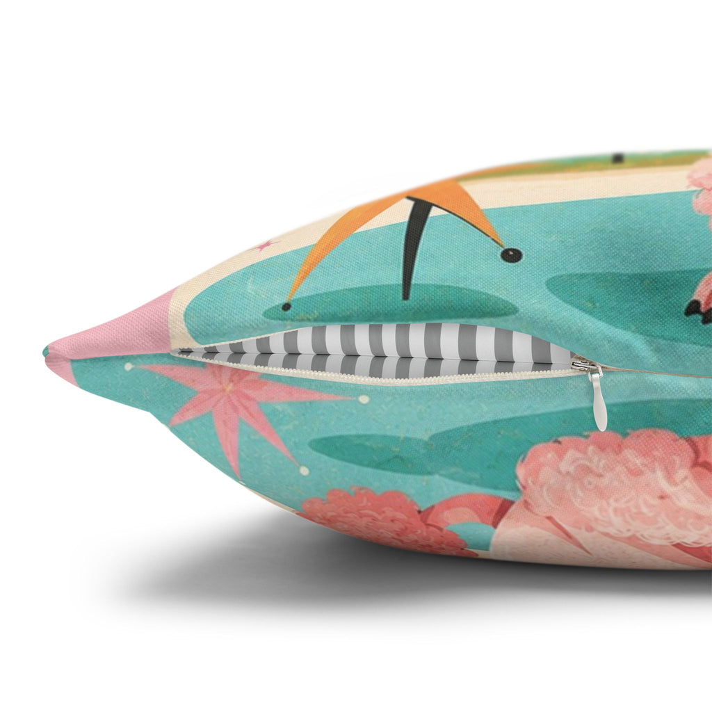 Fabulous Pink Poodle Pillowcase Spun Polyester Square Pillowcase | Retro Mid-Century Dog - COVER ONLY
