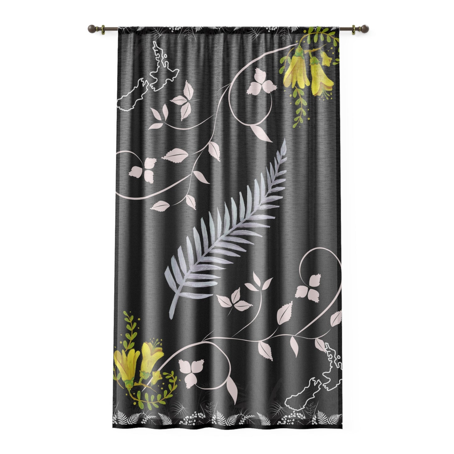 New Zealand fern and Kowhai sheer Window Curtain