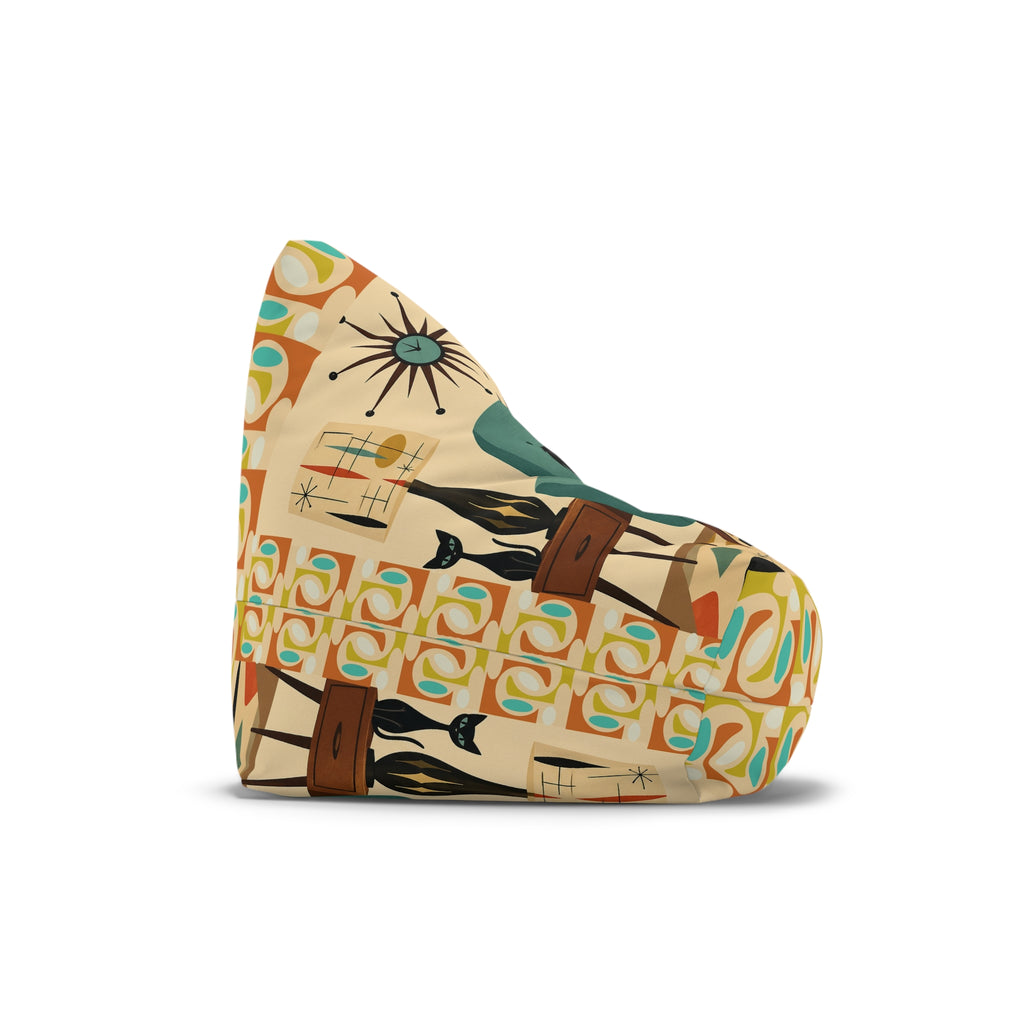Retro Mid-Century Scotty Dog Pattern Bean Bag Chair Cover | Geometric Pet Print