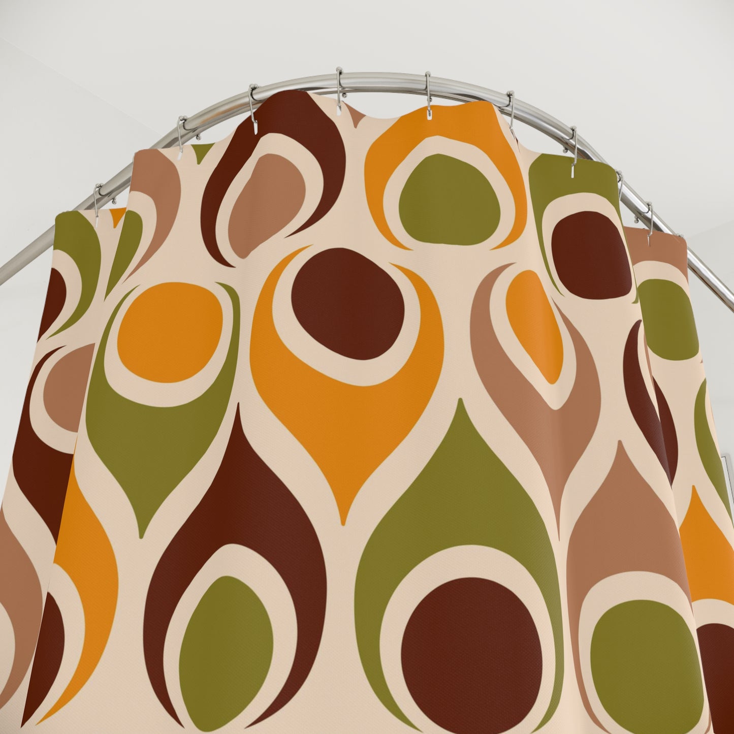 Retro groovy 60s 70s design Polyester Shower Curtain, bathtub stall, retro bathroom decor