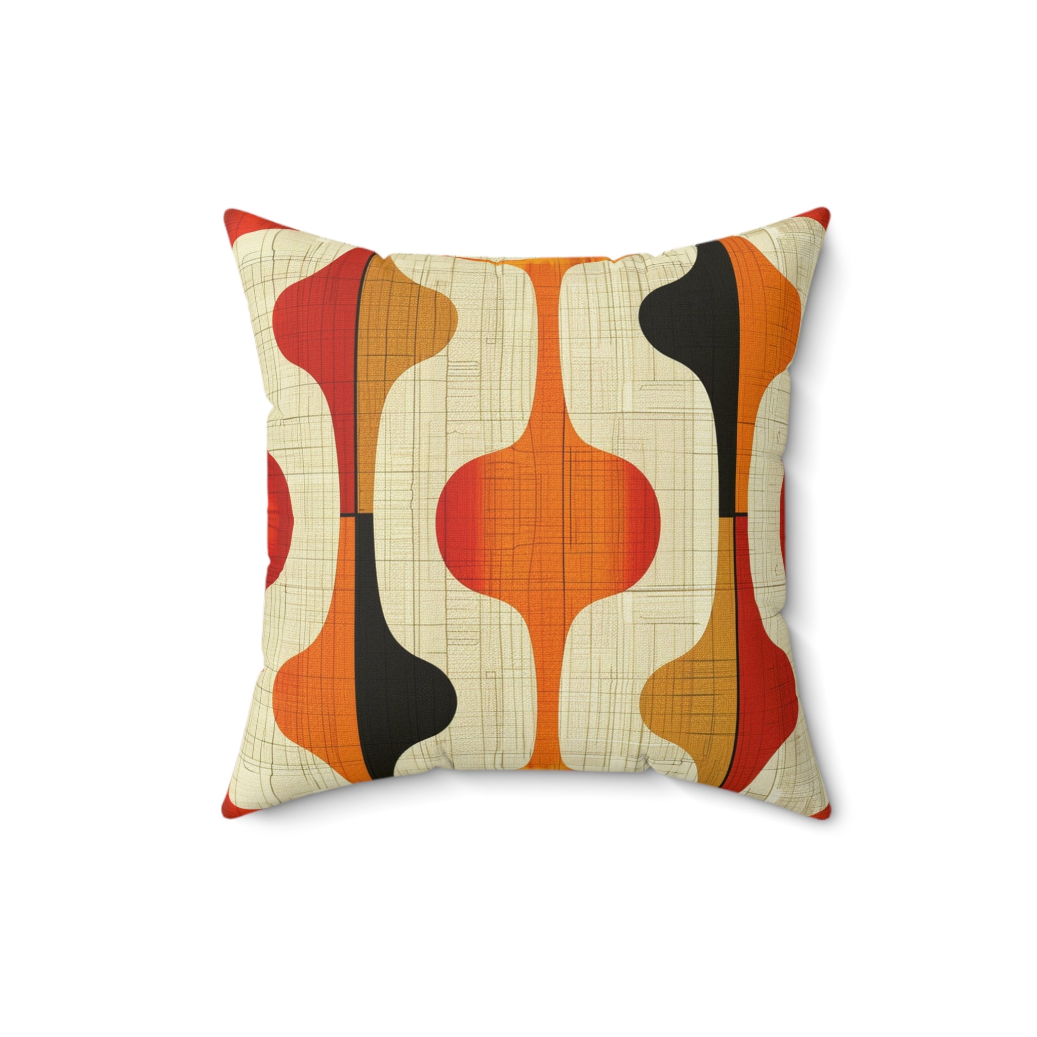 Mid Century Modern shapes Spun Polyester Square Pillow, couch chair throw scatter cushion, MCM home decor