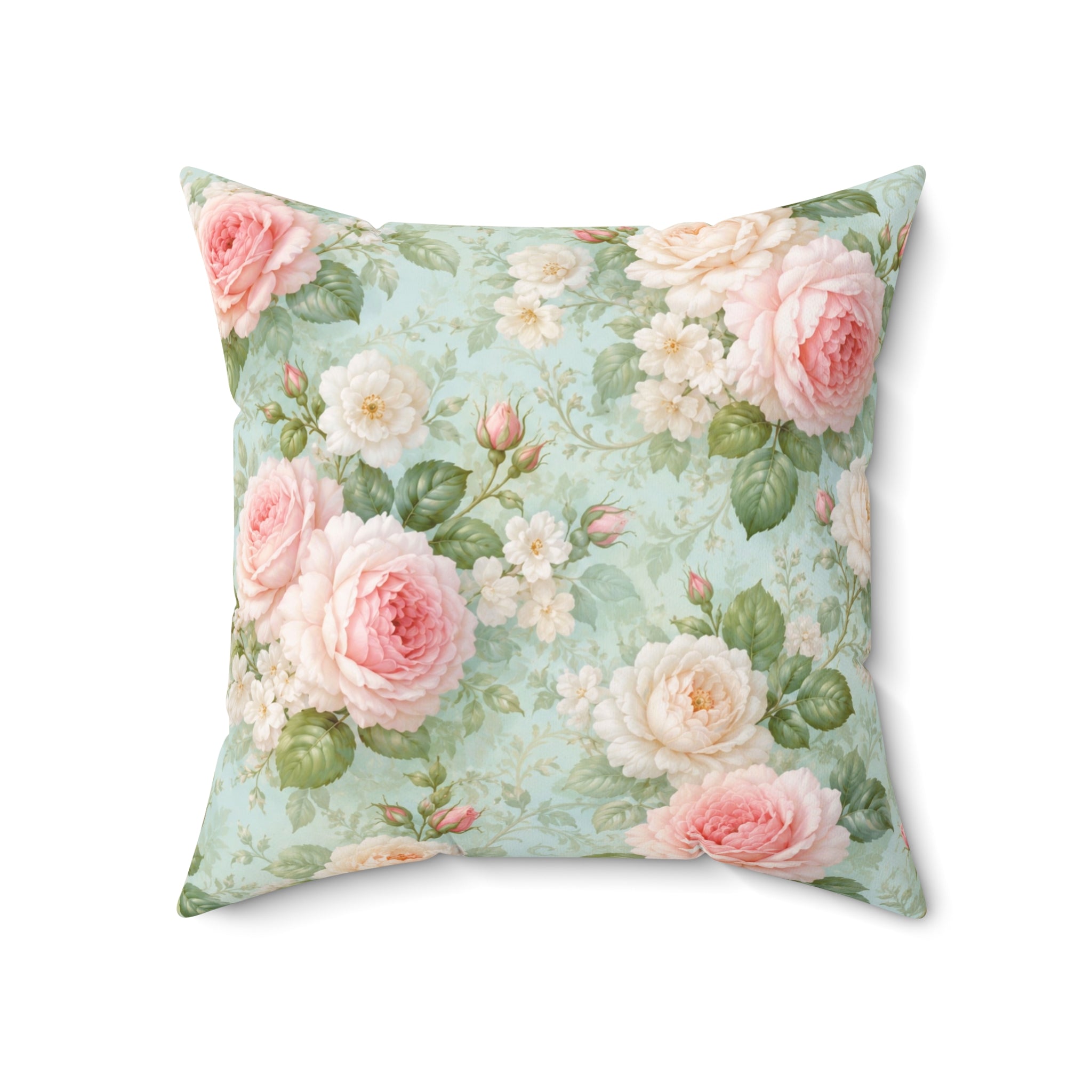 Vintage Pink Roses Toss Pillow | Floral Square Pillow, Shabby Chic